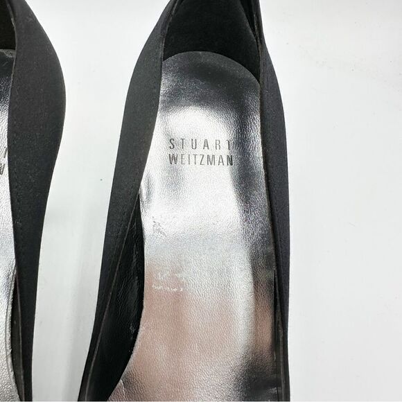 Stuart Weitzman‎ Designer Curvy Black Fabric Heels 8 Formal Pumps 7M - Picture 9 of 14